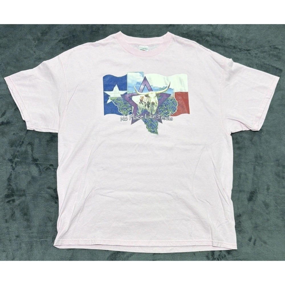 Vintage 80's No Place Like Texas T Shirt. New Old Stock Pink Sz. 2XL.